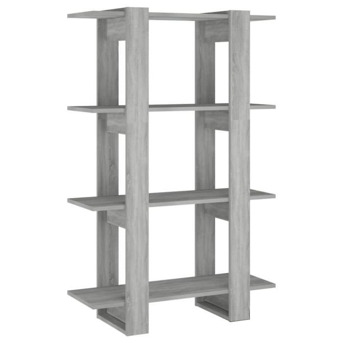 Bibliothèque - Sonoma - 80x30x123,5 cm - Bois - Séparateur de pièce - Gris sonoma