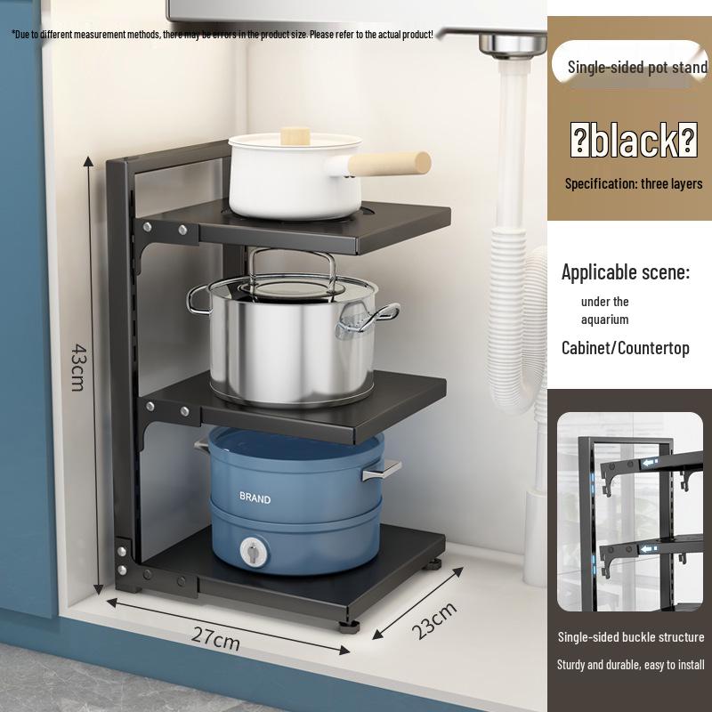 Multi-layer Kitchen Storage Rack: Under-Sink, Pot, and Cookware Shelf