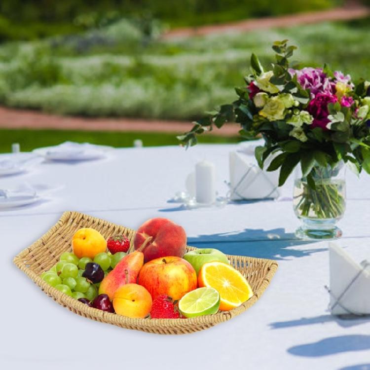 2 Stück Imitation Rattan Obstservierkorb Multifunktional Schiff-förmige Snacks Aufbewahrungsplatte Geflochtenes Gemüse-Auslagekorb