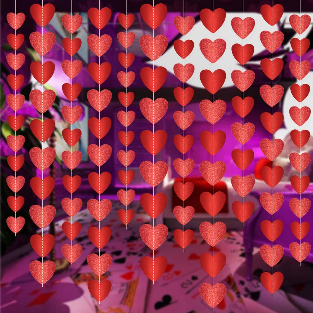 6 X 7ft Cuori Rossi String Decorazioni San Valentino Fidanzamento Matrimonio Festa