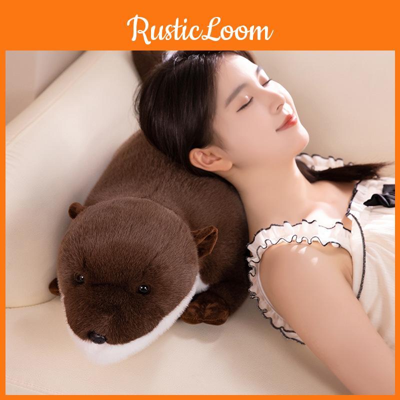 Plush Otter Brown Toy Cartoon Animal Stuffed Doll Kids Gift Bedroom Decoration