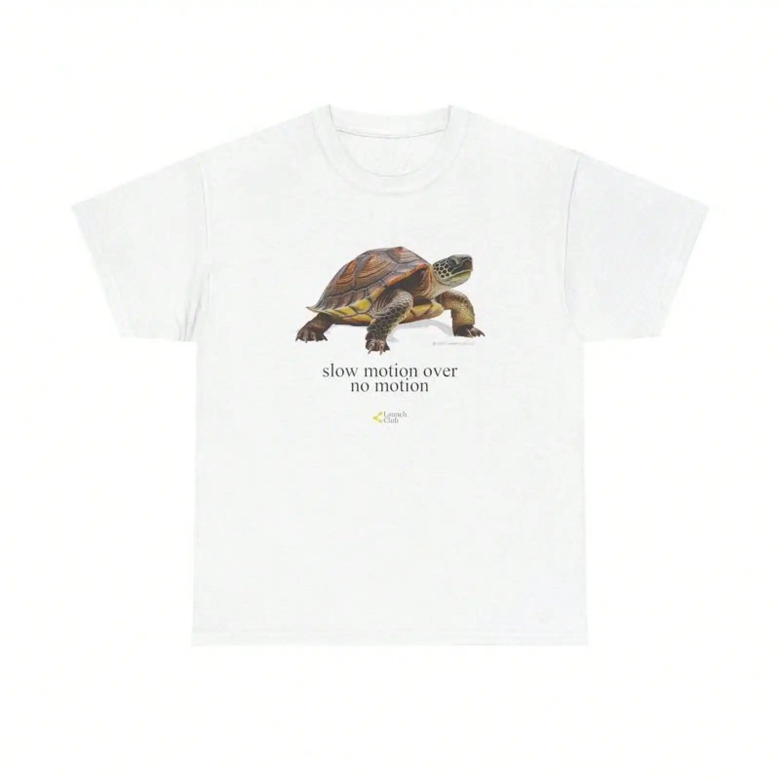 Slow Motion Turtle Printed Tshirt Casual Retro TShirt with Vintage Graphic Design for Women Tshirt Summer Casual Top Clothing S