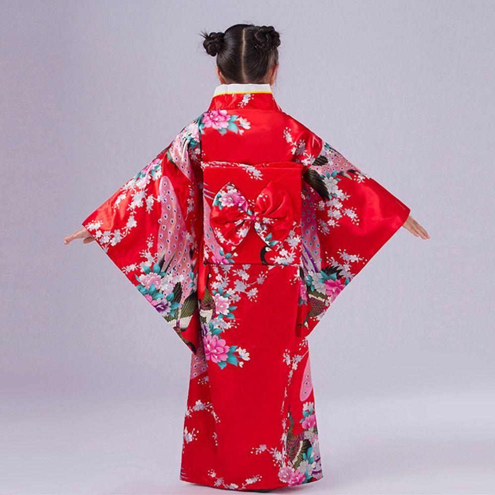 Bathrobe Gown Children Japanese Kimono with Obi Cosplay Costume Vintage Haori  Kids Boys Girls