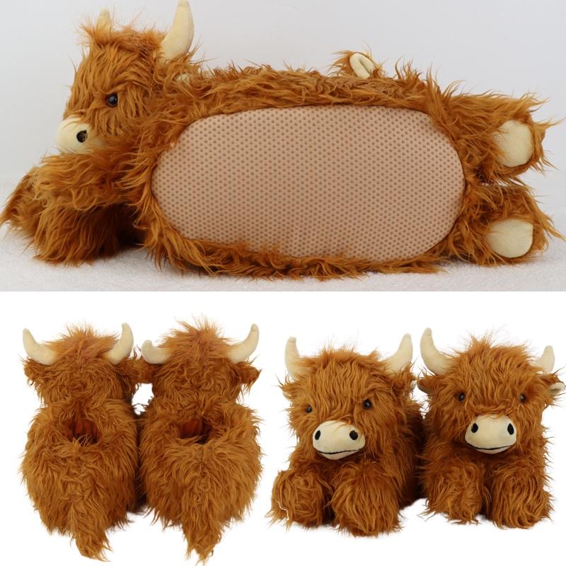 Highland Cow Plush Slipper Warm Indoor Home Xmas Gift
