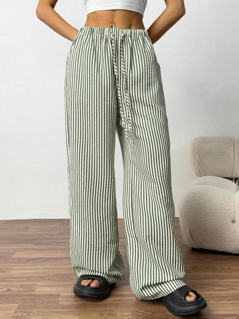 2026 Women's High-Waisted Cross-Color Striped Wide-Leg Pants - New Spring/Autumn Casual Slimming Fit