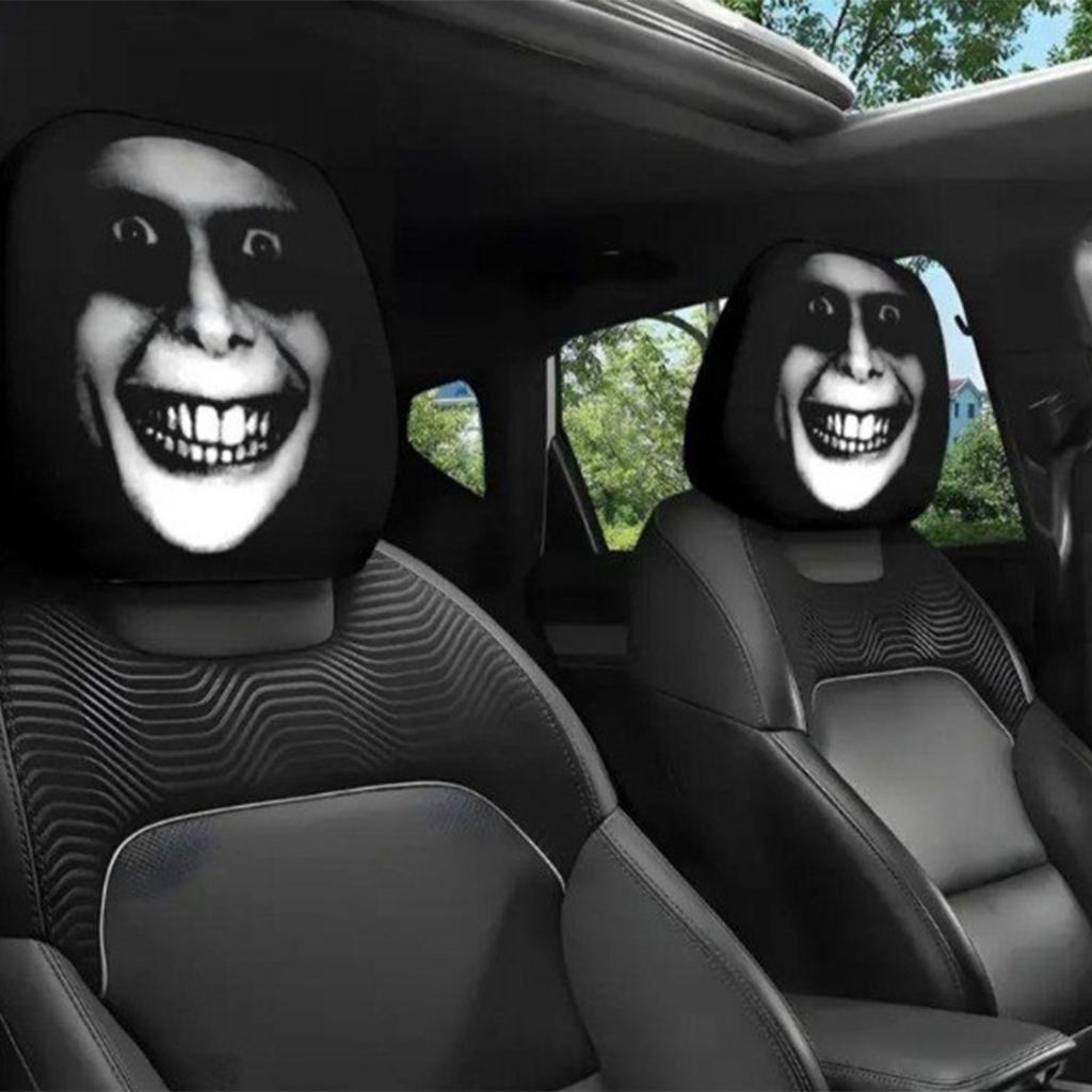 Car Headrest Covers For Funny Car Interior Accessories, Halloween Horror Headrest Covers For Universal Cars (2 Sets)