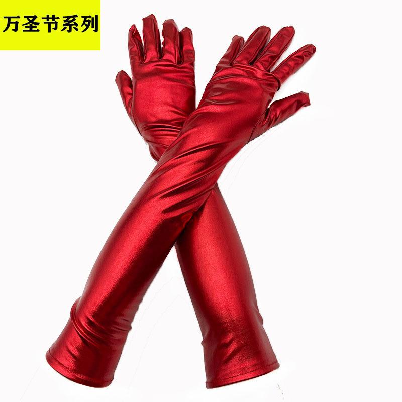 Womens Casual Faux Leather Gloves Long Slim Fit Wet Look Winter Autumn Mittens