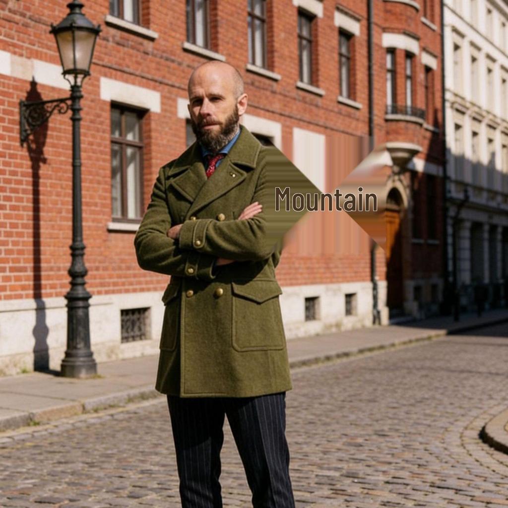 European and American Men's Mid-Length Wool Coat - British Style Fashionable Long-Sleeved High-Quality Design for 2025