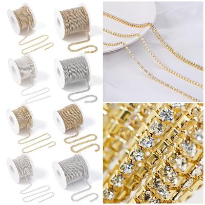 Trim Applique AB Dense Rhinestone Chain Glitter Rhinestone Chains Crystal Diamond Beads Home Decor