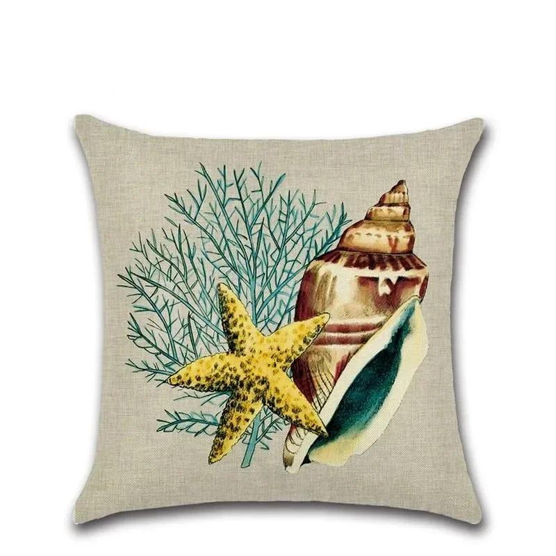 1PC Mermaid Sea Seahorse Octopus Print Pillowcase Ocean Organism Theme Pillowcase Living Room Sofa Cushion Cover Room 45x45cm