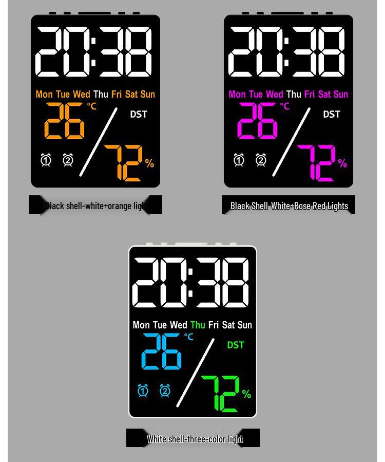 Multifunctional Electronic Alarm Clock with Temperature & Humidity Display 5508
