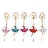 Fashion Rhinestone Ballerina Shape Keychain Key Ring Bag Charm Red