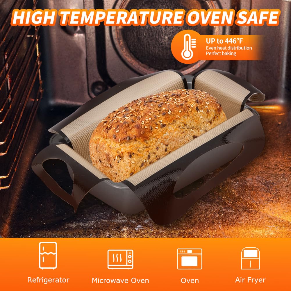 39 x 49cm Food Grade Loaf Pan Liner Reusable Bread Sling Lifter Non Stick Mat with 4 Handles (BPA Free, FDA Certified)