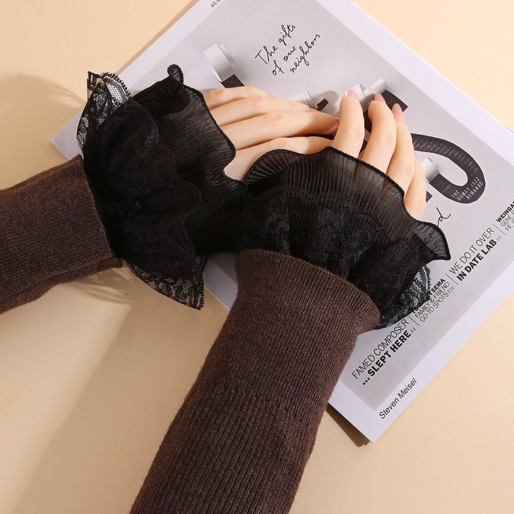 Ruffle False Wrist Cuffs Mesh Lace Fake Cuffs Universal Detachable Sleeves  Halloween