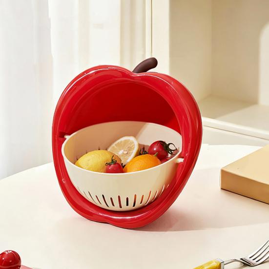 Vegetable Washing Basket Funny Large Capacity Strainer Double Layer Vegetable Fruit Colander Produce Basket Strainer for Rinsing Washing Berry