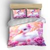 Cute duckling with pink flowers Print Bedding Set 1 Duvet Cover 2 Pillowcases for Adult and Children Luxury Gift Full Size