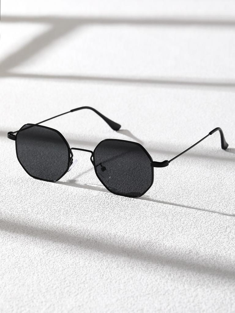 1PC Metal Irregular Fashion  Frame Women Sunglasses For Daily Life Men Shades Vacation Outfits Accessories.