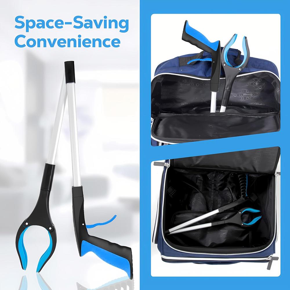 32 Inch Grabber Reacher Tool 360° Rotating Head Wide Jaw Foldable Reacher Grabber Pickup Tool Anti-Slip Rotating Jaw with Magnet