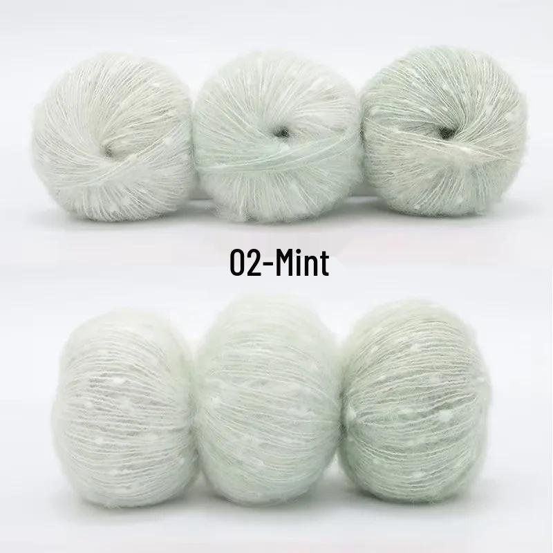 Gradient Rainbow Candy Mohair Yarn Ball: Snowflake Dot, Soft Silk Blend