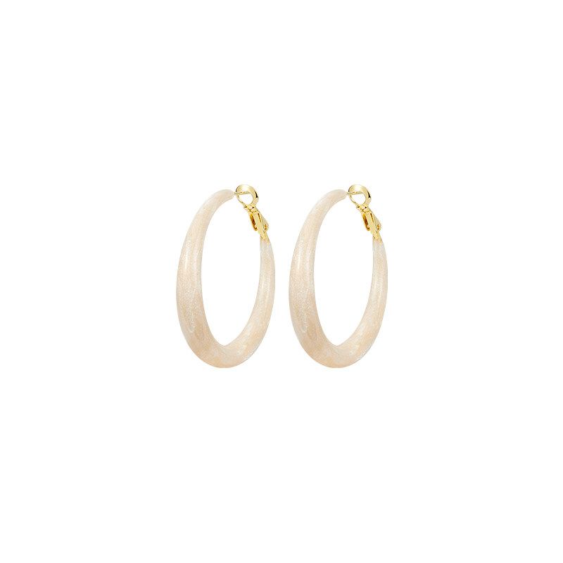 

and American Style Hoop Earrings for Women, Unique and Exaggerated, Make the Face Look Smaller, Versatile Ear Hoops and Studs for Spring and Summer 33mm Apricot