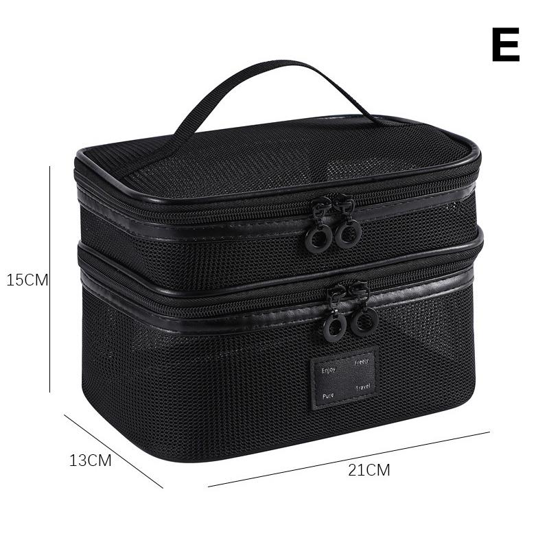 Mesh Makeup Bag - 1pcs Transparent Cosmetic Organizer with Handle, Travel Toiletry Storage Pouch