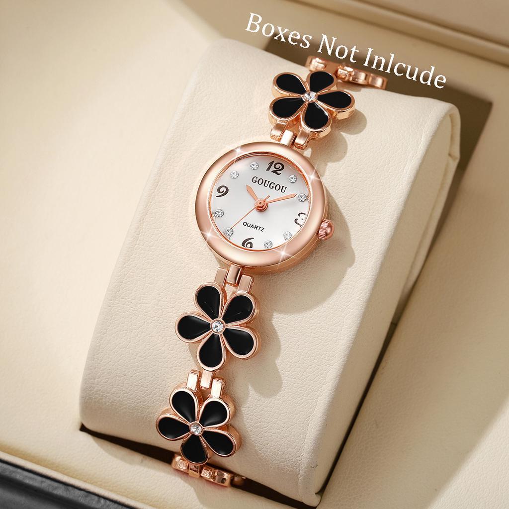 Fashion Flower Bracelet Strap Women Watches Ladies Diamond Arabic Numeral Dial Wristwatches Reloj Mujer
