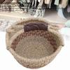 Picnic Basket Seagrass Woven Decorative Rustic Small Storage Basket with Handle for Desk Organizing