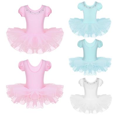Kinderen Meisjes Dans Korte Mouwen Ballet Mesh Tutu Jurk Kind Danskleding Kostuums