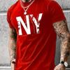 Zomer mannen 100% katoen casual los grote maten NY letterprint sportief comfortabel rond hals korte mouw T-shirt top