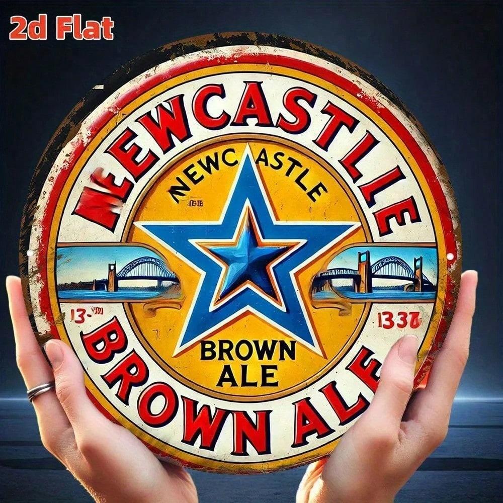 Newcastle United F.C. Newcastle Brown Ale Vintage Metal Round Sign 19.79 Inch Aluminum Beer Logo Wall Decor Man Cave Pub разноцветный