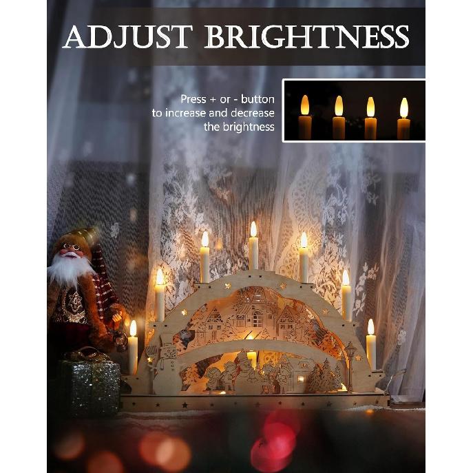 20 PCS Christmas Tree Candles Lights Flickering,Clip on Candle Battery Operated Taper Candle Stick with Timer,Mini Flameless Candles for Wreath