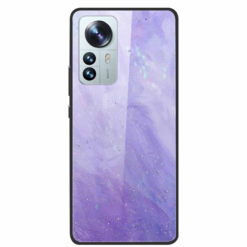 Luxus Hülle für Xiaomi 12T Pro Blumen Gehärtetes Glas Hülle für Xiaomi 12T TPU Stoßfänger Xiaomi 12 T Harte Schwarze Hülle Bunte Capa