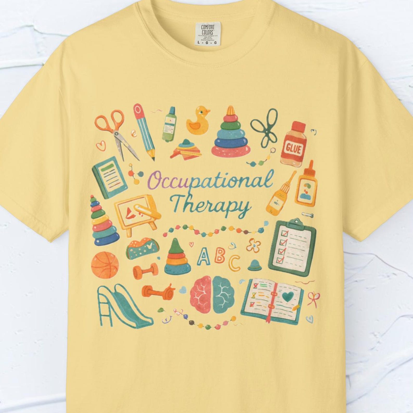 Comfort Colors Occupational Therapy Shirt, Pediatric OT Tools Tee, Occupational TherapisT shirt Gift, OT Assistant T shirt, OTA StudenT shirt 2XL