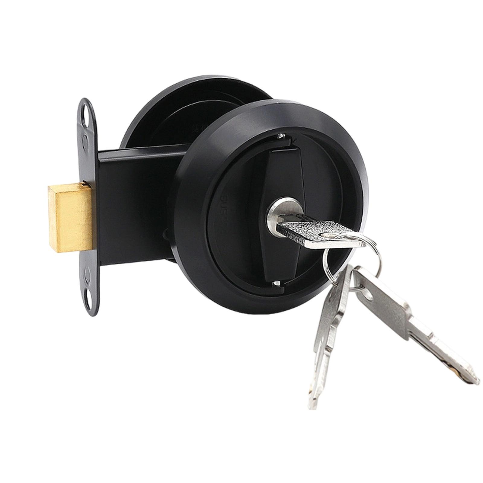 

Sleek Stainless Steel 304 Recessed Door Lock, with Hidden Cup Handle | Use Privacy Pocket Doors Great for Home Black one size чёрный