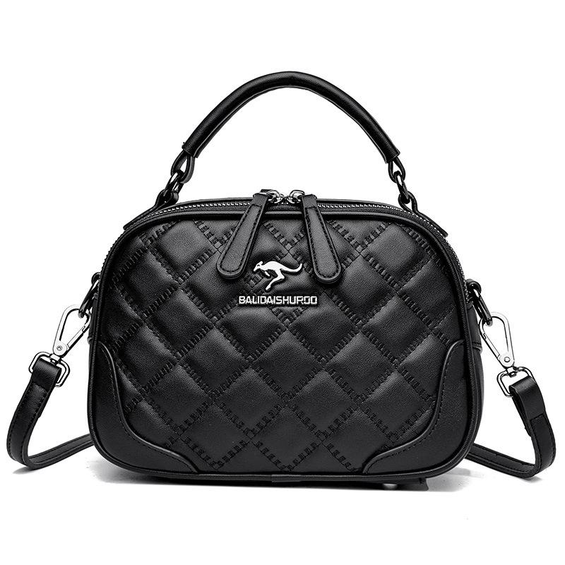 

Модная ромбовидная женская сумка с двойной молнией, однотонная ретро-сумка через плечо для женщин