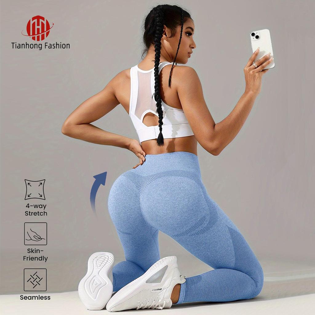 Europäisch-Amerikanisches Nahtloses Yoga-Set mit Hohem Bund: Damen Hüftlift Leggings Yogahose & Sportoberteil