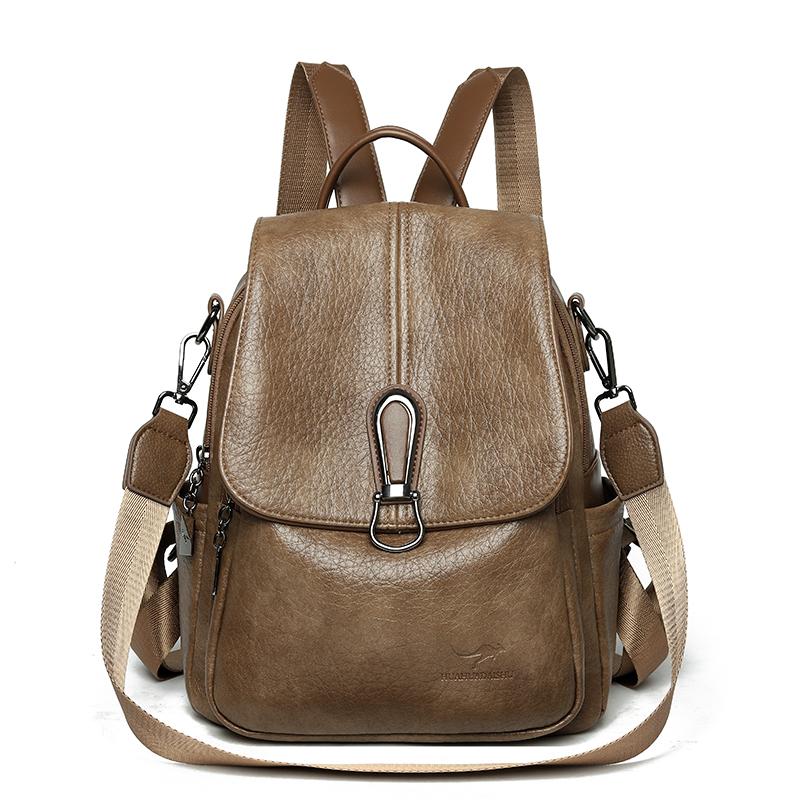 Vintage Backpack Women's PU Backpack Large Capacity Multifunctional Shoulder Bag