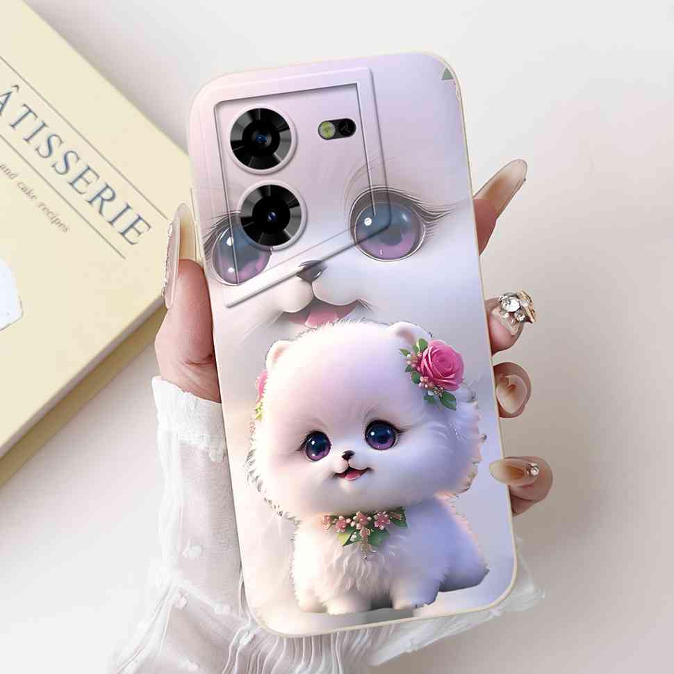 Protective Casing For Tecno Pova 5 Pro 5G 6.78" Fashion Girl Flower Love Soft Silicone Cover For Tecno Pova 5Pro 5G Shell Bumper