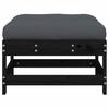VidaXL Repose-pied de jardin avec coussin noir bois de pin massif, tabouret, repose-pied ottoman, tabouret de jardin, pouf, 825559