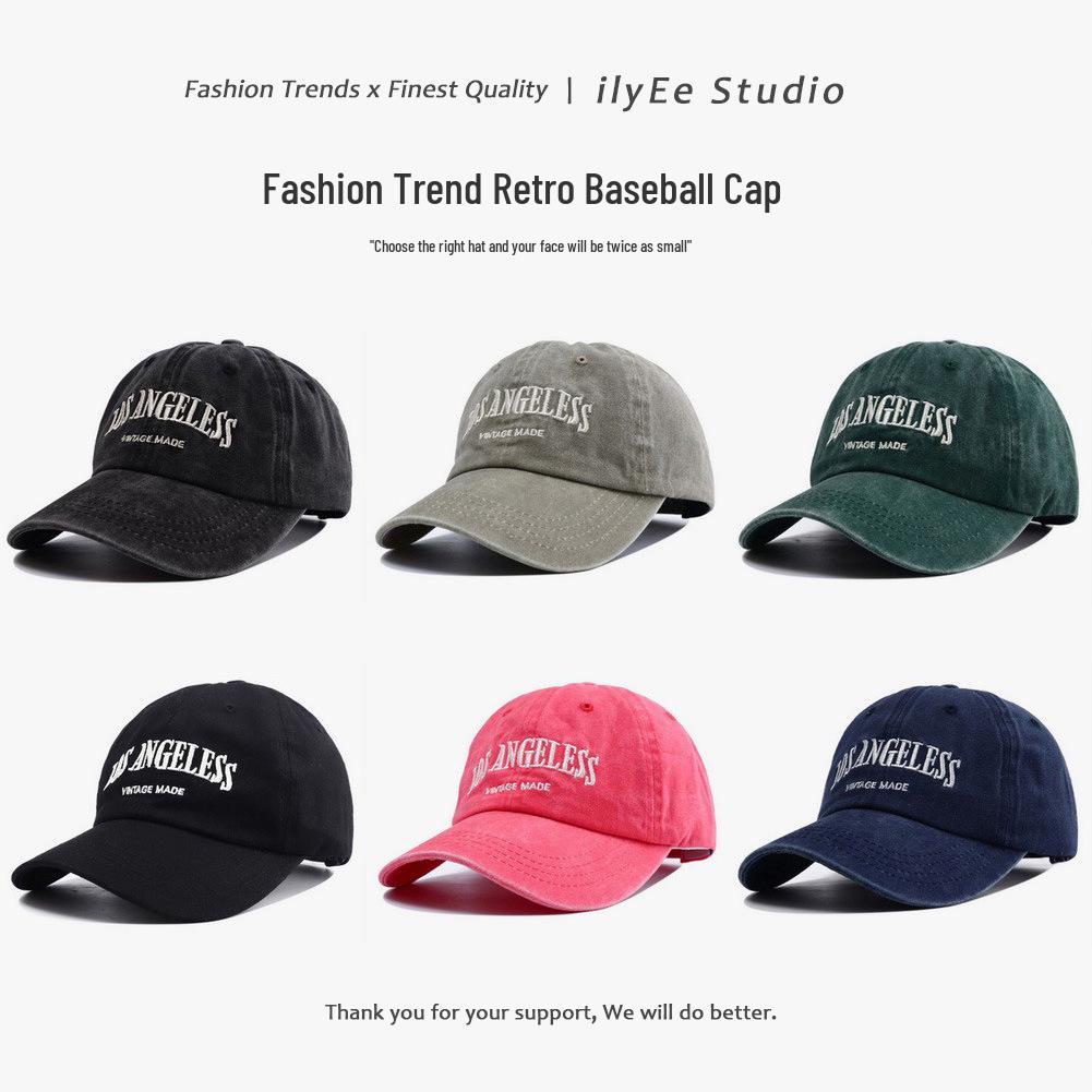 Spring/Summer Washed Cotton Curved Brim Baseball Cap with Letter Embroidery - Unisex Flat-Top Military Style