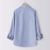 Frühling Sommer Damen Blusen Shirts Lady Casual Langarm Turn-down Blau Streifen Tops