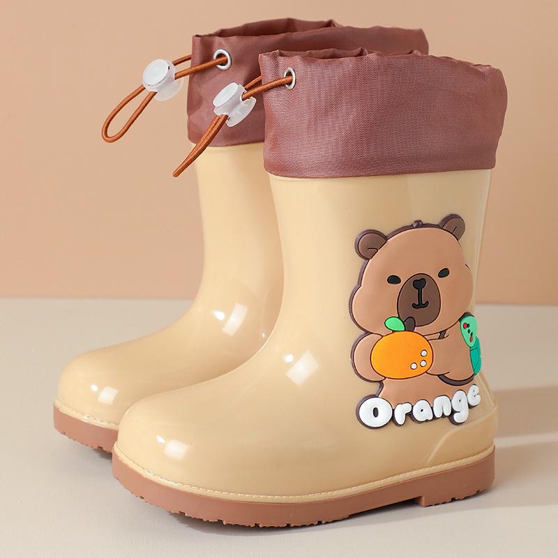 Capybara Kinder Gummistiefel, rutschfest, warm, mit weichen Sohlen