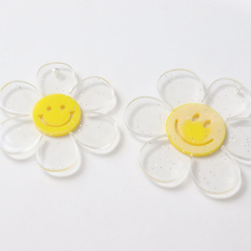Big Smile Daisy Flower Keychain Keyring Making Materials