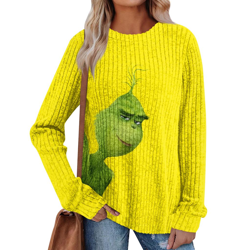 Women's Printed Lightweight Brushed-Cotton Round Neck Top