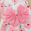 Spring Summer Pet Flower Print Skirt with Bowknot Decors Outdoor Walking Dogs Rabbit Universal Dress Lightweight