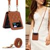 Lanyard Cards Solt Leather Wallet Case For Samsung Galaxy Z Flip 6 5 4 3 5G Flip5 Flip6 Purse Bag Crossbody Strap Pocket Cover