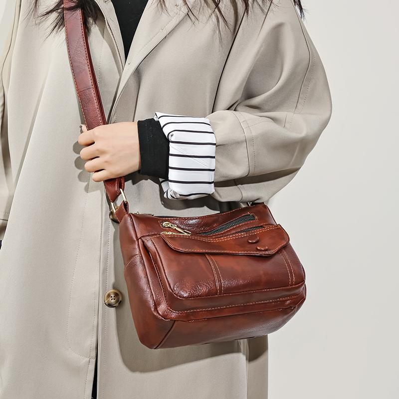Women's Crossbody Bag Soft Leather Shoulder Bag Large Capacity Middle-aged Women's Bag Mother Bag