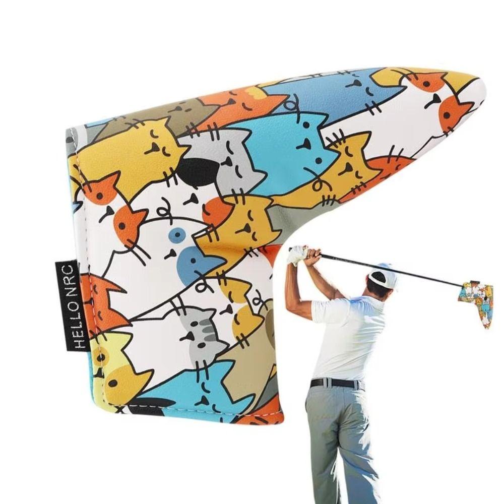 PU Leather Golf Club Head Cover Cartoon Animal Golf Club Protector Mallet Putter