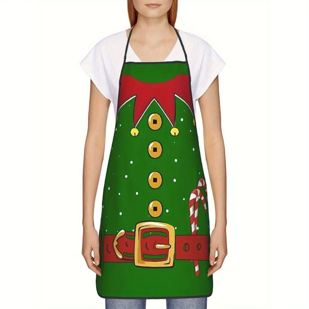 Cross Strap Xmas Kitchen Apron Stain-Resistant Chef Work Uniform Holiday Decor Coveralls Christmas