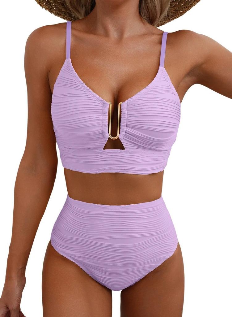 1Set Solid-color sexy gathered bikini swimsuit for women for beach wear